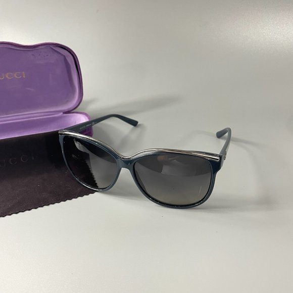 GUCCI⚡Navy Blue Cat Eye GG 3155 Gradient Lens Sunglasses W/Case - Picture 6 of 13